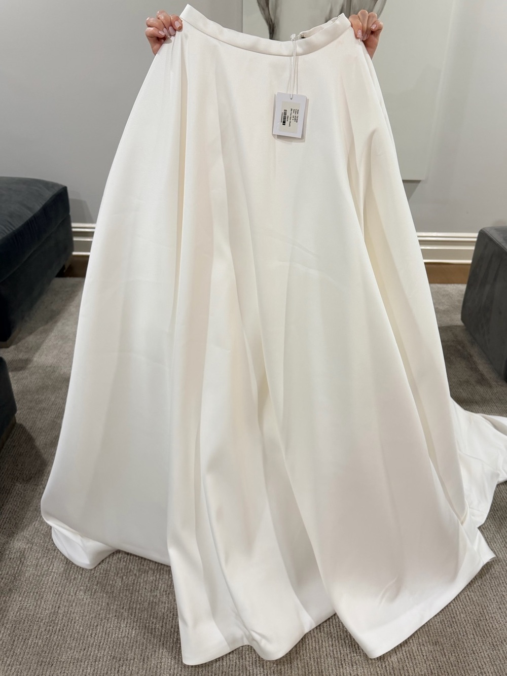 Brand New Bridal Satin A-Line Overskirt with Full Train